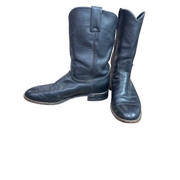 Justin Boots Mens Black Leather Mid Calf Western Boots Sz 7.5D SKU 9583 - Picture 2 of 16